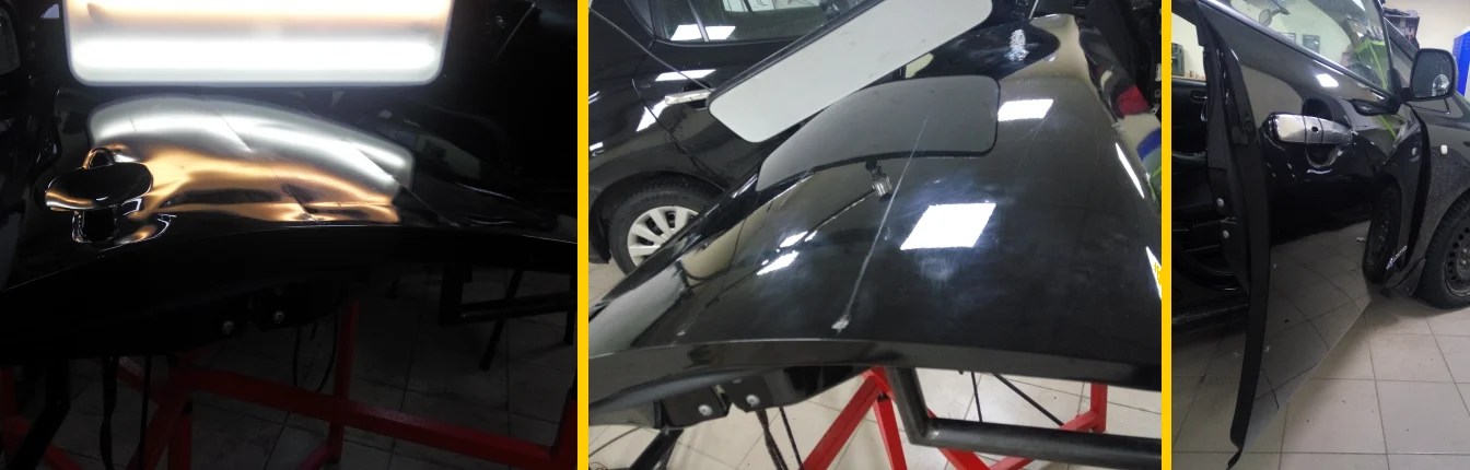 Working on a hood on the stand